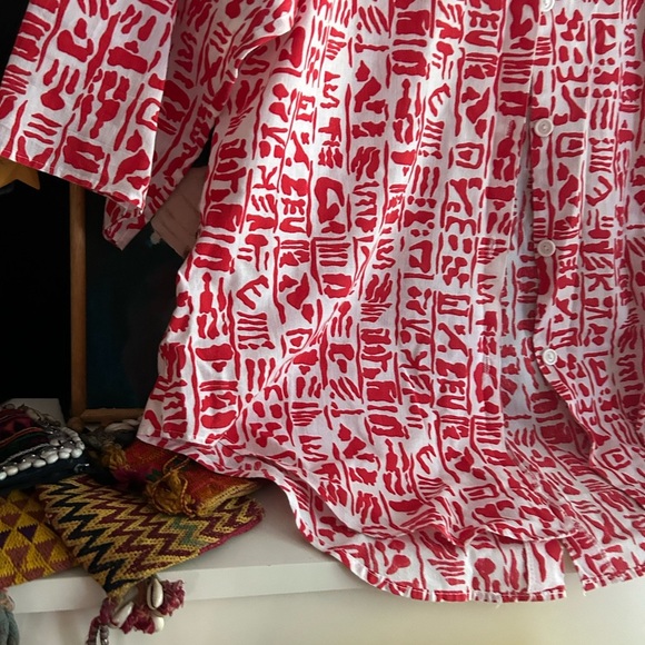 Vibrant Red and White Women's Blouse L - Picture 4 of 16